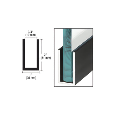 CRL Matte Black Wet / Dry Glaze 2" Deep U-Channel 240" Stock Length