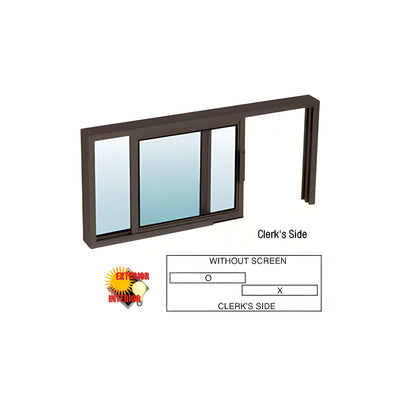 CRL Duranodic Bronze Horizontal Sliding Service Window XO or OX Format with 1/8" or 1/4" Vinyl Only - No Screen