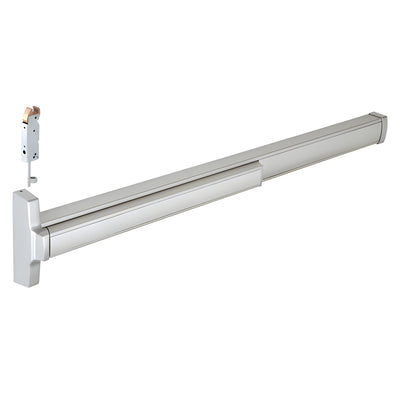CRL 48" Jackson® Aluminum Finish Model 2085 Concealed Vertical Rod Panic Exit Device Dual Point Latching with Top Latch and Bottom Hex Bolt Left Hand Reverse Bevel