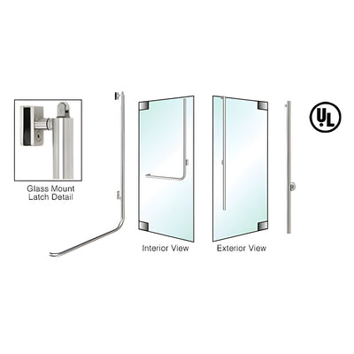 CRL-Blumcraft® Brushed Stainless Right Hand Reverse Glass Mount Retainer Plate "LS" Exterior, Top Securing Panic Handle