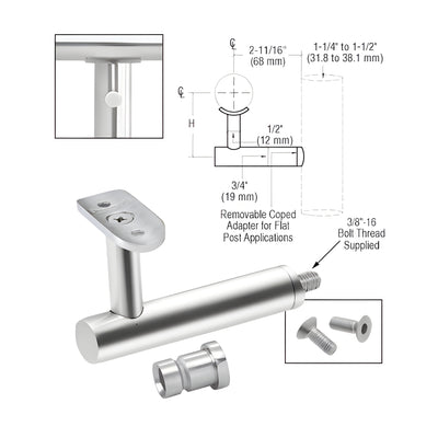 CRL 316 Polished Stainless Long Arm Malibu Series Post Mounted Hand Rail Bracket