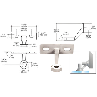 CRL Polished Stainless Single Arm Wall/Fin Mounted Fitting