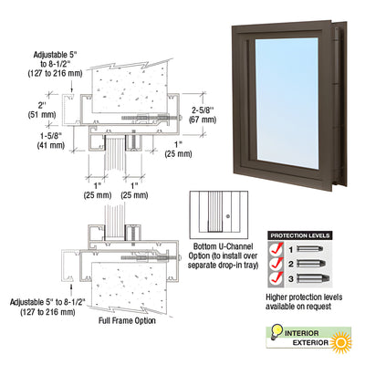 CRL Duranodic Bronze Anodized Aluminum Clamp-On Frame Exterior Glazed Vision Window