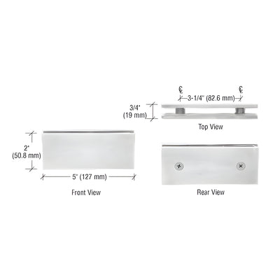 CRL Polished Nickel Square 180 Degree Glass-to-Glass Clamp