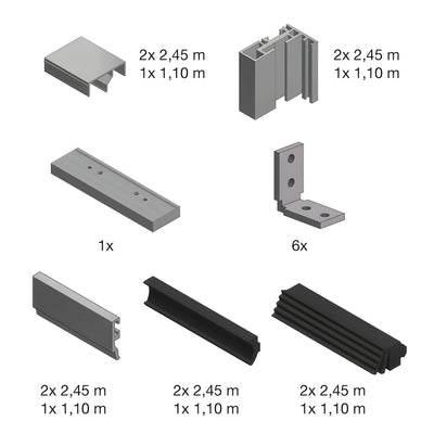 Fallbrook Matte Black Center Pivot Door Frame Kit for Adjacent Fixed Panels