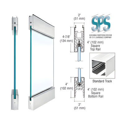 CRL Brushed Stainless Type 1 Standard SPS with 4" Square Rails Top and Bottom