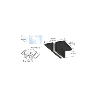 CRL Matte Black Ceiling Mounted Support Fin Bracket Patch Fitting