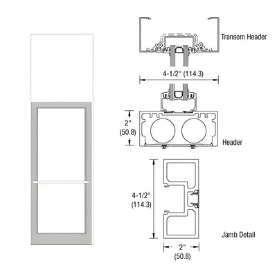 CRL-U.S. Aluminum White KYNAR® Paint 40" x 126" Series DF800 Tubular Center Hung Transom Frame Complete (1FT)