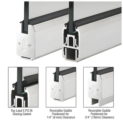 CRL Custom Length Satin Anodized 2-5/16" Low Profile Tapered Sidelite Rail With Saddle