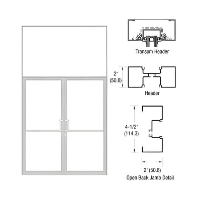 CRL-U.S. Aluminum Custom Size Clear Anodized Class 1 Series IT451 Open Back Offset Pivot Transom Door Frame Complete (2FT)