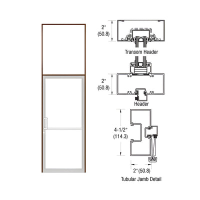 CRL-U.S. Aluminum Custom Size Dark Bronze/Black Anodized Class 1 Series 451 Tubular Gear Hinge Transom Frame Complete (1FT)