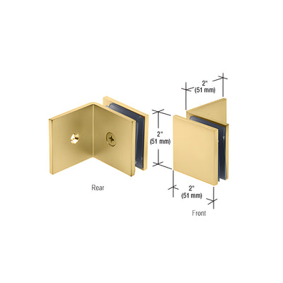 CRL Satin Brass Fixed Panel Square Clamp With Large Leg