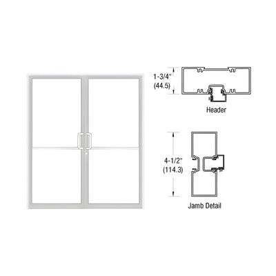 CRL-U.S. Aluminum White KYNAR® Paint Custom Sized Series 450 Tubular Butt Hinge Up and Over Frame Complete (2F)