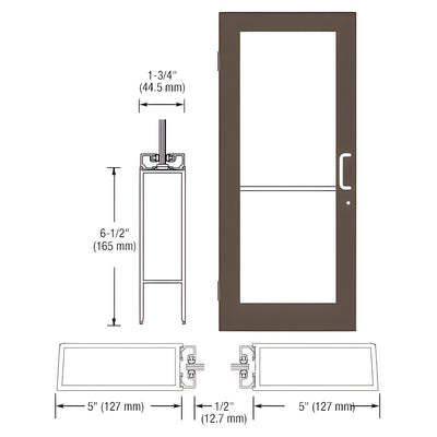 CRL-U.S. Aluminum Bronze Black Anodized 550 Series Wide Stile (LHR) HLSO Single 3'0 x 7'0 Offset Hung with Butt Hinges for Surf Mount Closer Complete Door Std. MS Lock & Bottom Rail