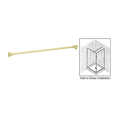CRL Satin Brass Frameless Shower Door Fixed Panel Wall-To-Glass Support Bar for 1/4" to 5/16" Thick Glass