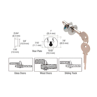 CRL Chrome Keyed Alike Universal Plunger Lock