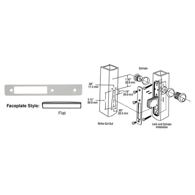 CRL Aluminum Flat Faceplate for DL2110 Series Long Throw Deadlocks