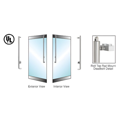 CRL-Blumcraft® Brushed Stainless Left Hand Reverse Roll Top Rail Mount Cylinder/Thumbturn "J" Exterior Top Securing Deadbolt Handle