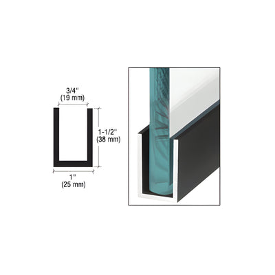 CRL Matte Black Wet / Dry Glaze 1-1/2" Deep U-Channel 240" Stock Length