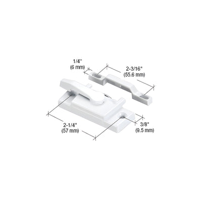 CRL White Sash Lock with 2-1/4" Screw Holes and 3/8" Hole Backset with Lugs