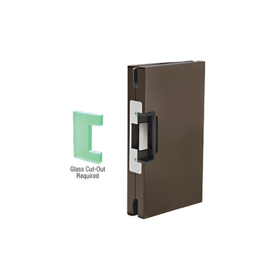 CRL Dark Bronze 6" x 10" RH/LHR Custom Center Lock Glass Keeper with Deadlatch Electric Strike