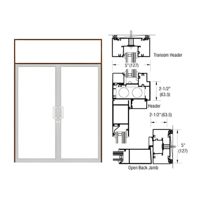 CRL-U.S. Aluminum IG600 Series Dark Bronze/Black Anodized Class 1 Custom Transom Door Frame for Butt Hinge and Overhead Concealed Closer