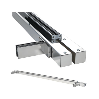 CRL Polished Stainless Custom Size Double Door Floating Header with Fin Brackets for 1/2" Glass