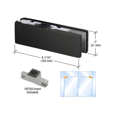 DORMAKABA® Matte Black Top Door Patch Fitting with Pivot Insert For 3/4" Glass