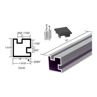 CRL Satin Anodized 12" Corner Aluminum Counter Post