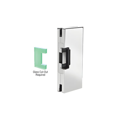 CRL Polished Stainless 4" x 10" RH/LHR Custom Center Lock Glass Keeper With Deadlatch Electric Strike