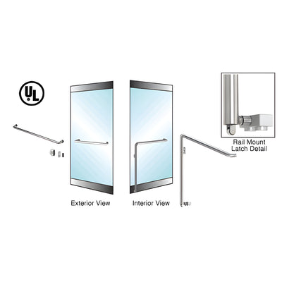 CRL-Blumcraft® Brushed Stainless Left Hand Reverse Rail Mount Keyed Access "A" Exterior Bottom Securing Panic Handle for 3/4" Glass