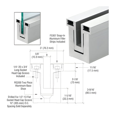 CRL-Blumcraft® RG200 Series Satin Anodized Two Piece Base Shoe