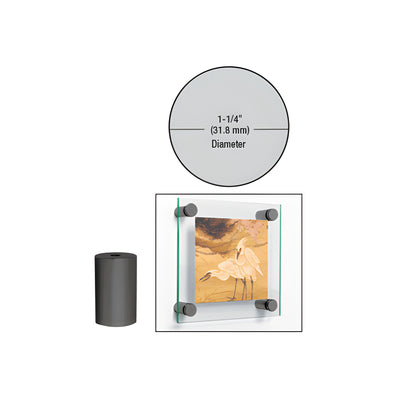CRL Matte Black 1-1/4" Diameter by 2" Standoff Base