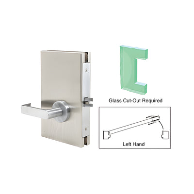 CRL Brushed Stainless 6" x 10" LH Center Lock With Deadlatch in Passage Lock Function