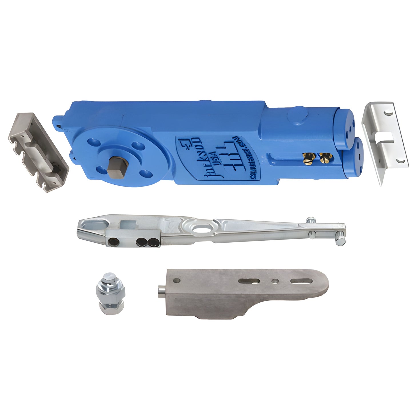 Jackson 21101U20 overhead concealed door closer kit - blue body with arm, bottom pivot and mounting brackets