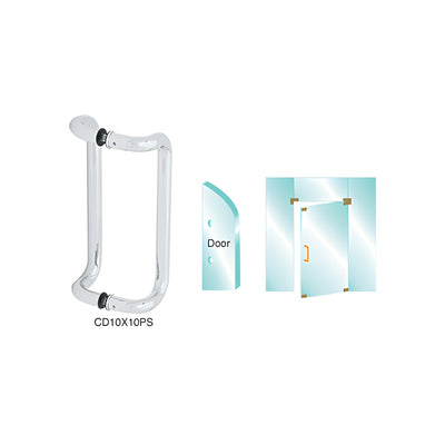 CRL Polished Stainless 10" Glass Mounted Offset Pull Handle