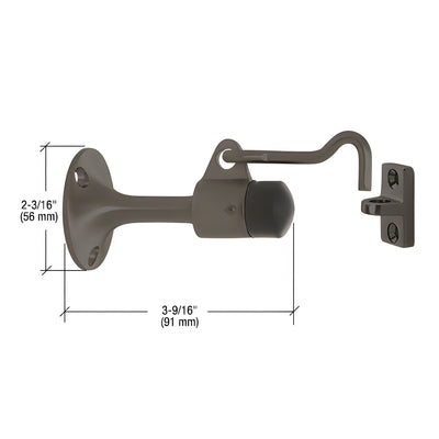 CRL Dark Bronze Wall Mounted Heavy-Duty Door Stop with Hook and Holder