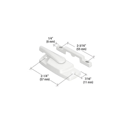 CRL White Sash Lock with 2-1/4" Screw Holes and 7/16" Hole Backset without Lugs