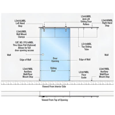 CRL Matte Black Laguna Series Wall Mount Single Slider Kit