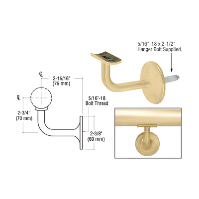 CRL Satin Brass Pismo Series 2" Concealed Surface Mount Hand Railing Bracket