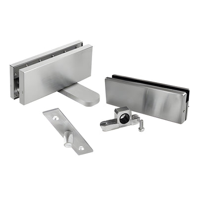 CRL Brushed Stainless Steel Hydraulic Patch Door Set Hold Open