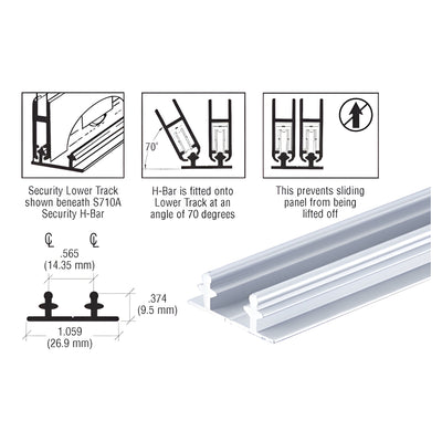 CRL Satin Anodized S702 Anti-Lift Security Lower Track - 144"