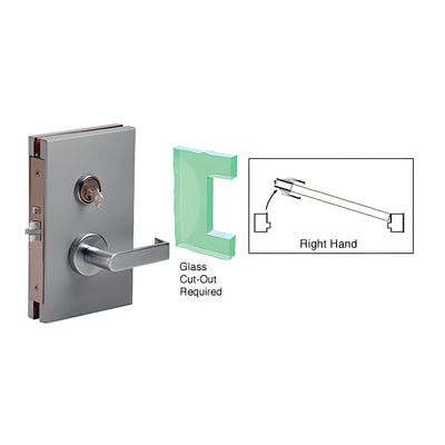 CRL Brushed Stainless 6" x 10" RH Center Lock With Deadlatch in Storeroom Function