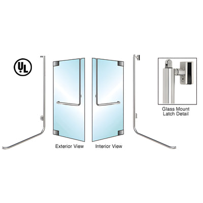CRL-Blumcraft® Polished Stainless Left Hand Reverse Glass Mount Keyed Access "D" Exterior, Top Securing Panic Handle for 3/4" Glass