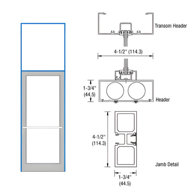 CRL-U.S. Aluminum Custom KYNAR® Paint 39-1/2" x 126" Series DF800 Tubular Center Hung Transom Frame Complete (1FT)