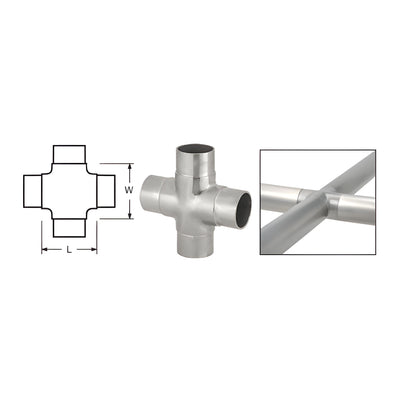 CRL Brushed Stainless Flush Cross for 1-1/2" Tubing
