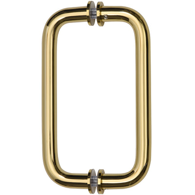 CRL Polished Brass 8" Back-to-Back Solid Brass 3/4" Diameter Pull Handles with Metal Washers