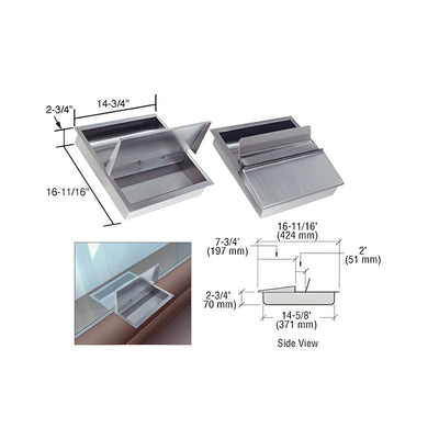 CRL Brushed Stainless Steel 14-3/4" Wide x 16-11/16" Deep x 2-3/4" High Recessed Deal Tray with Flip Lid