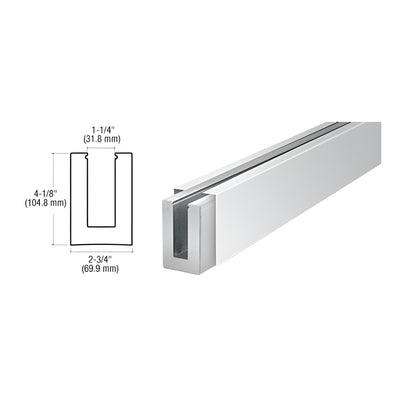 CRL B7S Series Polished Stainless Custom Length Square Base Shoe for 3/4" Glass
