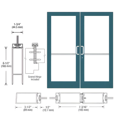CRL-U.S. Aluminum Custom KYNAR® Paint Custom Pair Series 400 Medium Stile Geared Hinge Entrance Doors for Surface Mount Door Closers